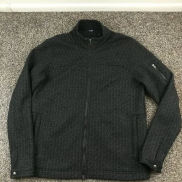 Ibex Jacket Thick Wool Geometric Zig Zag Full Zip Black Gray Mens Large - Picture 1 of 8